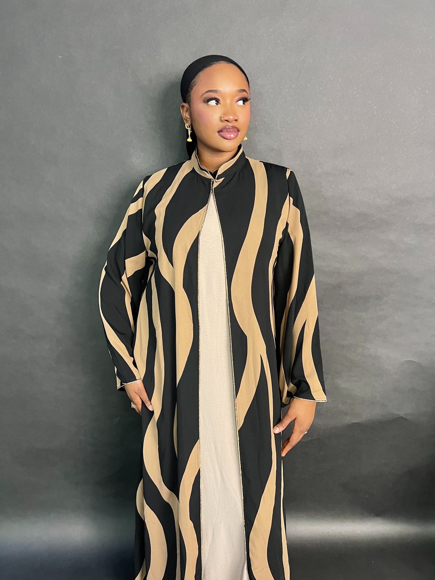 Brown and black abaya
